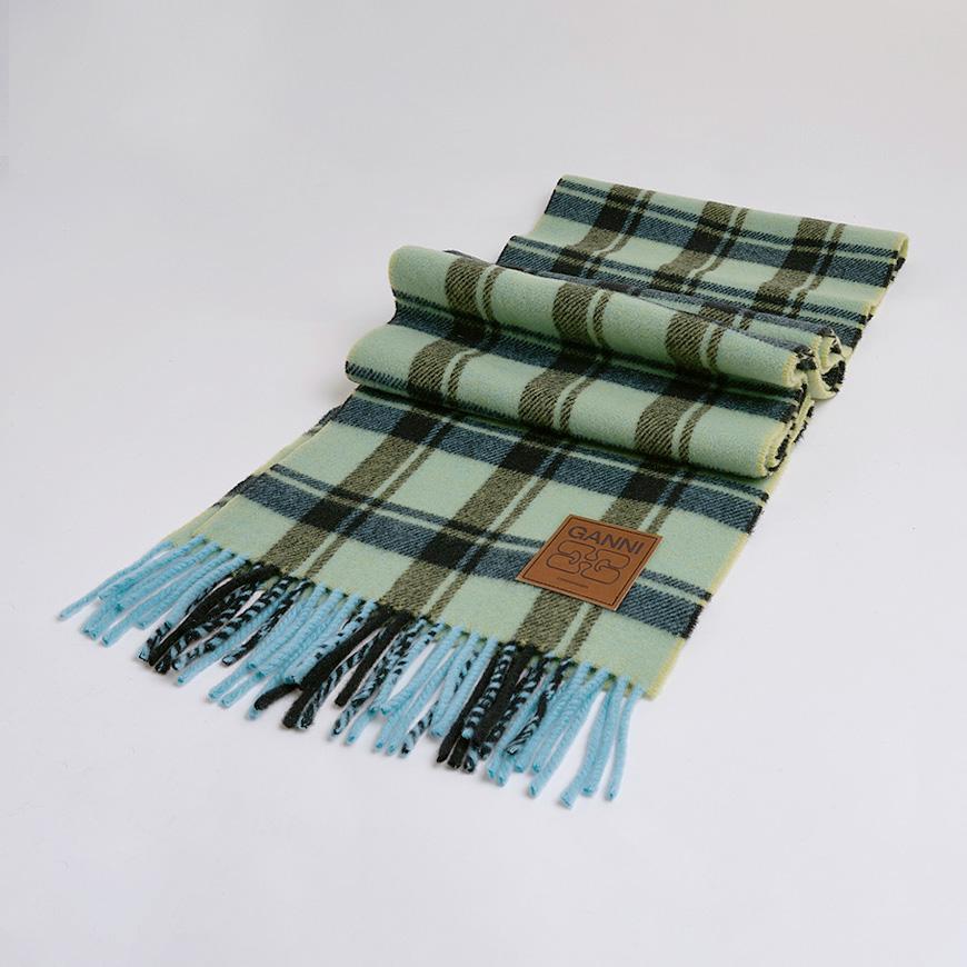GANNI Women’s Check Wool Scarf A6935 301