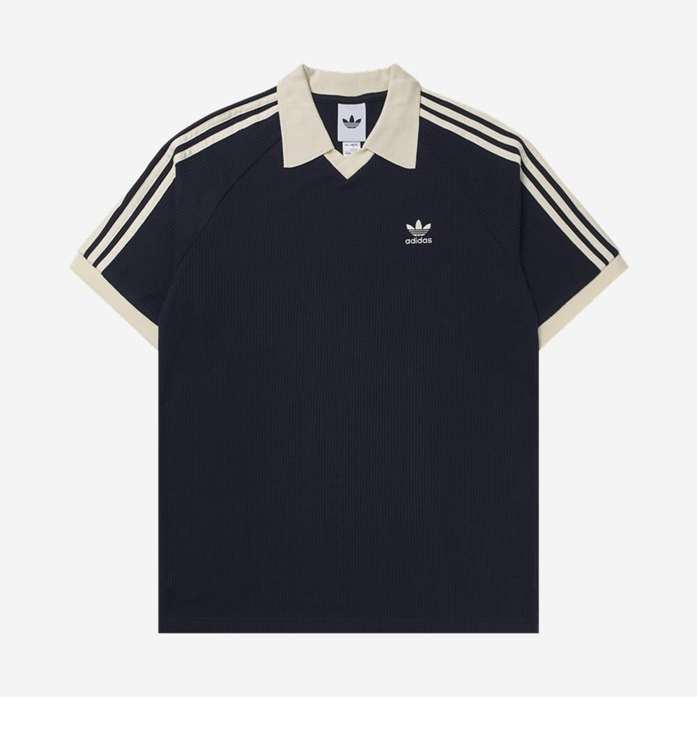 Adidas Waffle Polo Short Sleeve Collar T-Shirt Navy KB5461