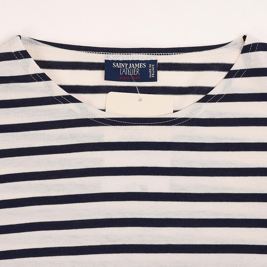 Saint James Ecru/Navy Stripe Minquidame Women’s T-Shirt