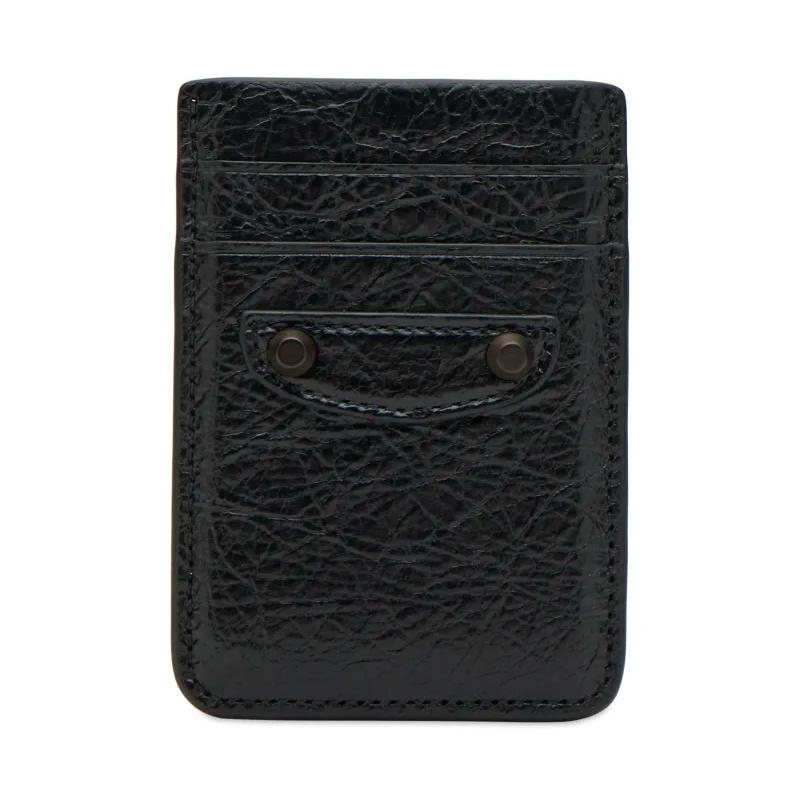 BALENCIAGA Le Cagole Magnet Card Holder Black Leather Unisex