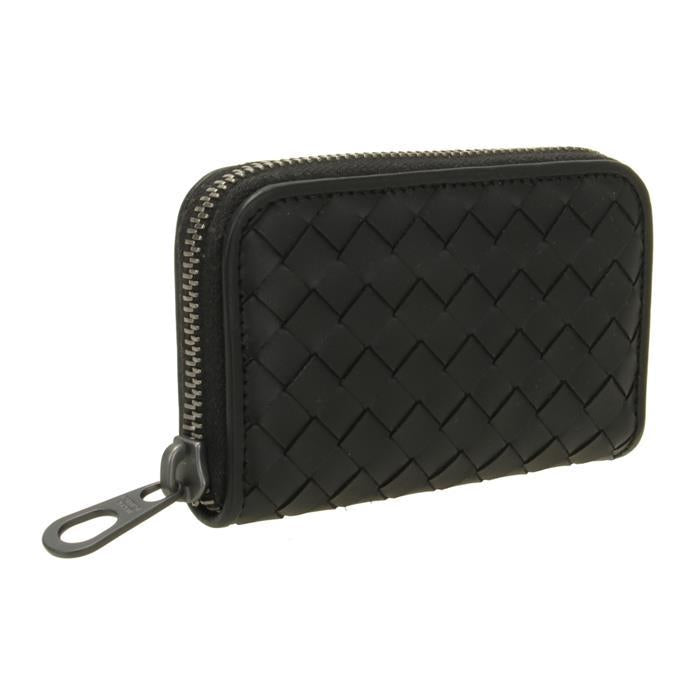 Bottega Veneta Intrecciato Zip Card Holder Gray Leather
