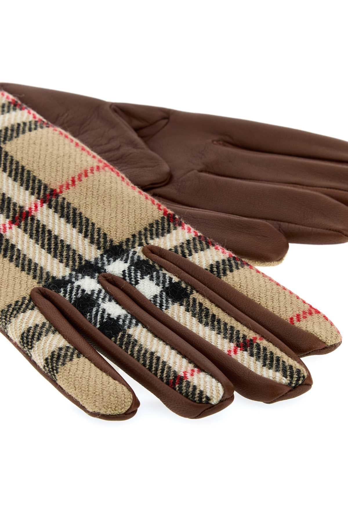 BURBERRY Black Leather Gloves Women’s