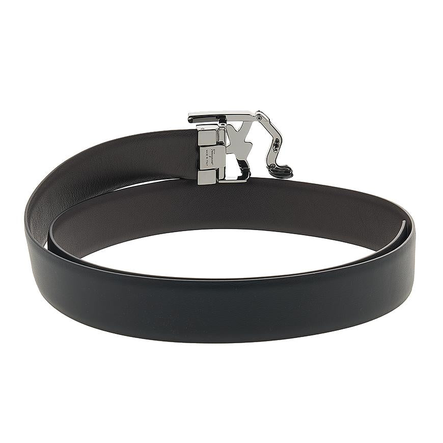 Ferragamo Men’s SF Logo Reversible Leather Belt 67 A251 NERO HICKORY 0734199