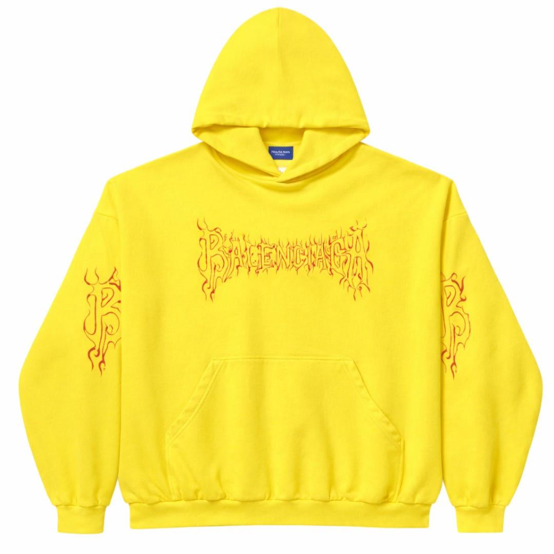 BALENCIAGA Yellow Dark Wave Oversize Hoodie Sweatshirt Men