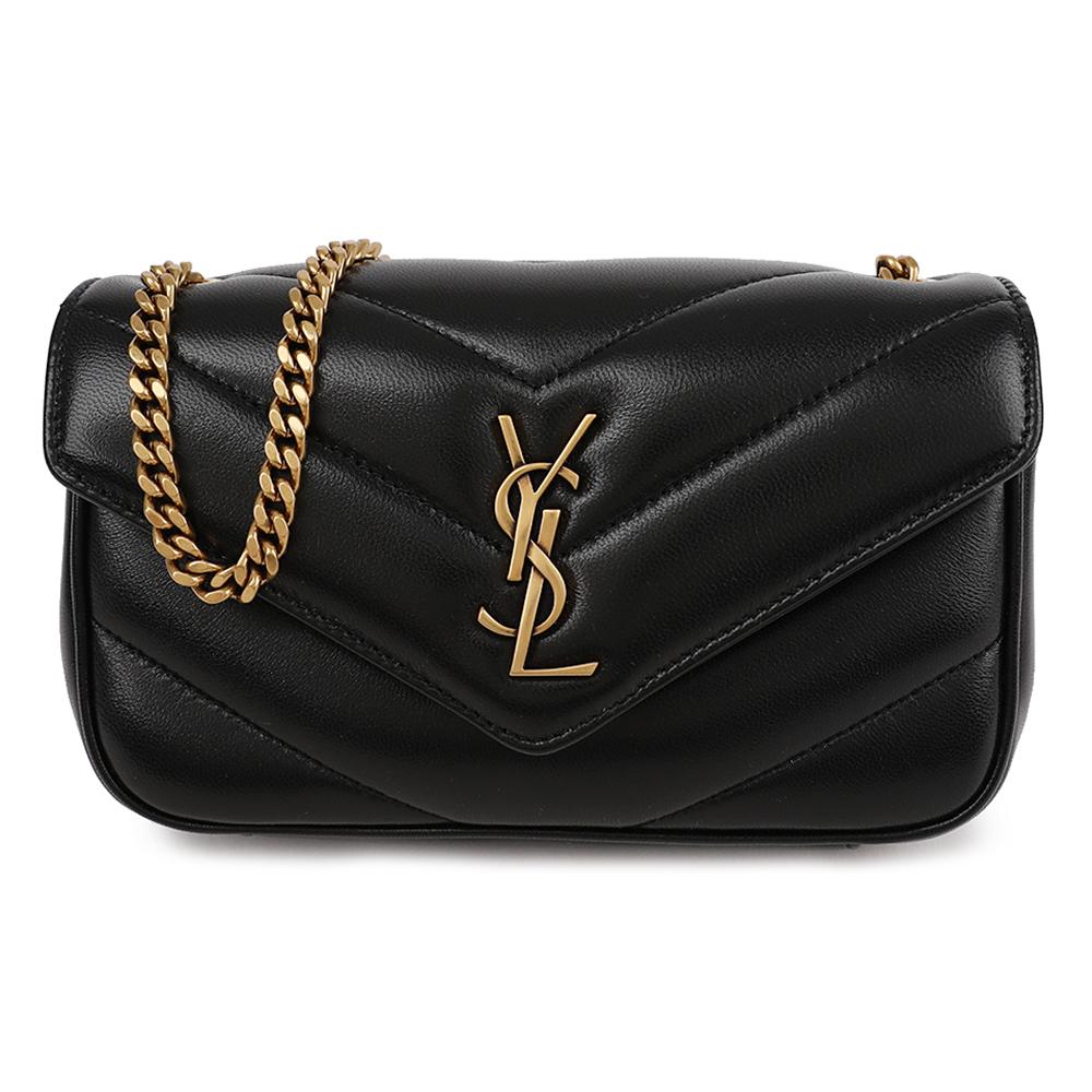 Saint Laurent Loulou Toy Chain Crossbody Bag Black Leather Sho 821749 AAEAX 1000
