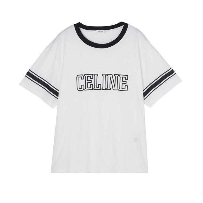 CELINE Men’s Loose Triomphe Short Sleeve T-Shirt White