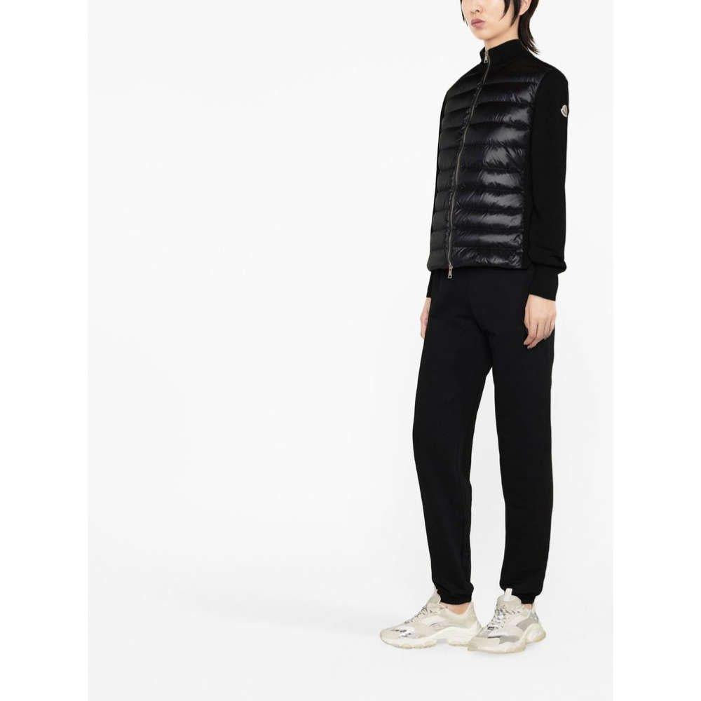 Moncler Logo Patch Black Down Padded Cardigan Jacket for Women