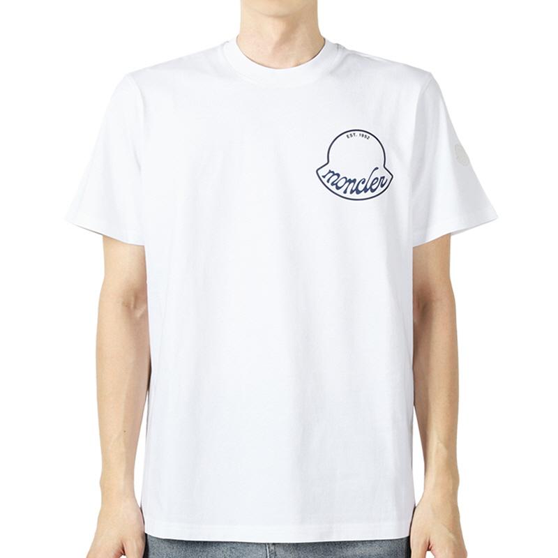 Moncler Men’s Big Logo Print Short Sleeve T-Shirt White 8C00013 89AJS 00A
