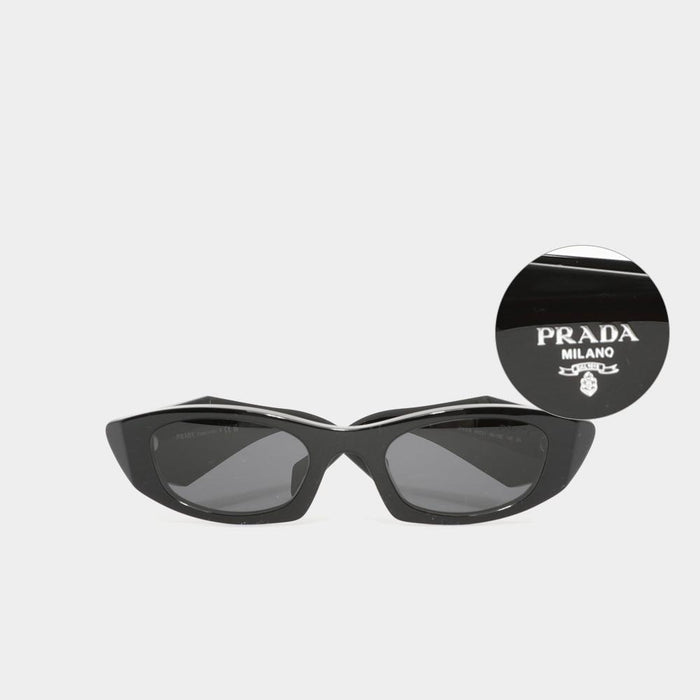 PRADA Triangle Logo Cat Eye Black Unisex Sunglasses