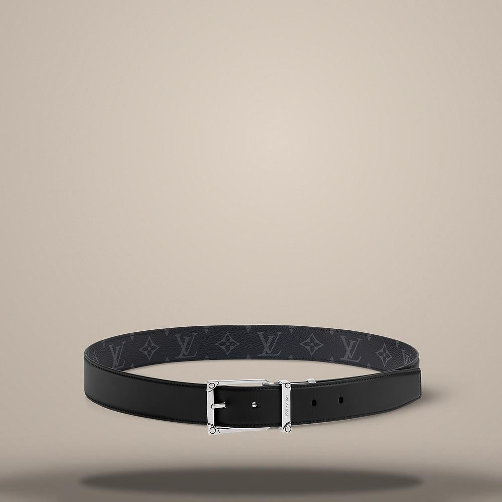 Louis Vuitton Eclipse Black Reversible Corner Pin 35mm Belt M4501