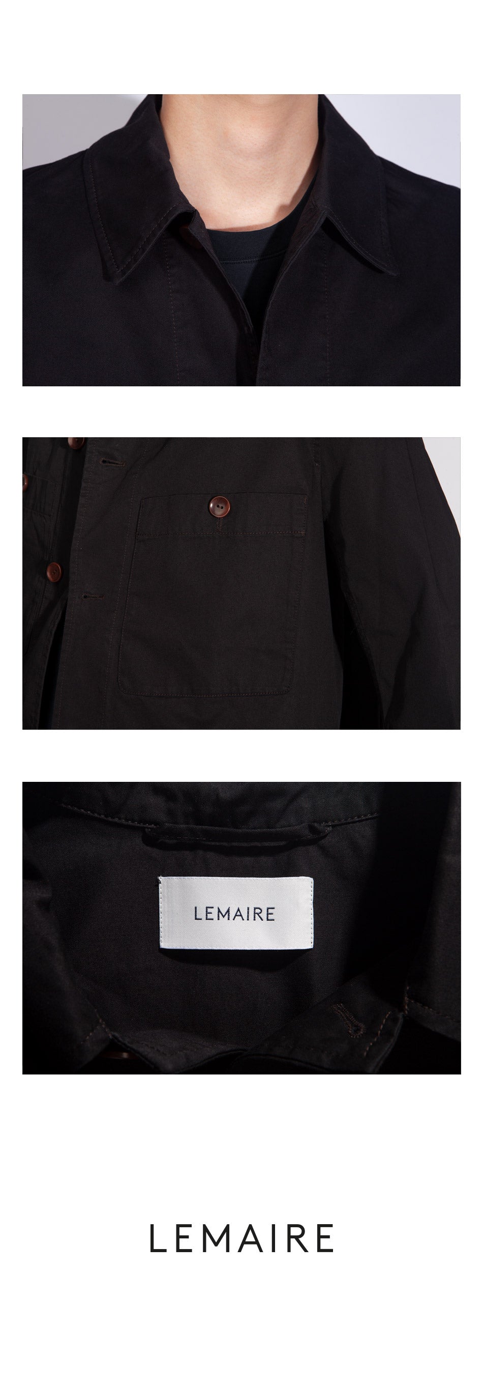 Lemaire Men's Military Long Sleeve Overshirt OW1009 LF1005 BK999