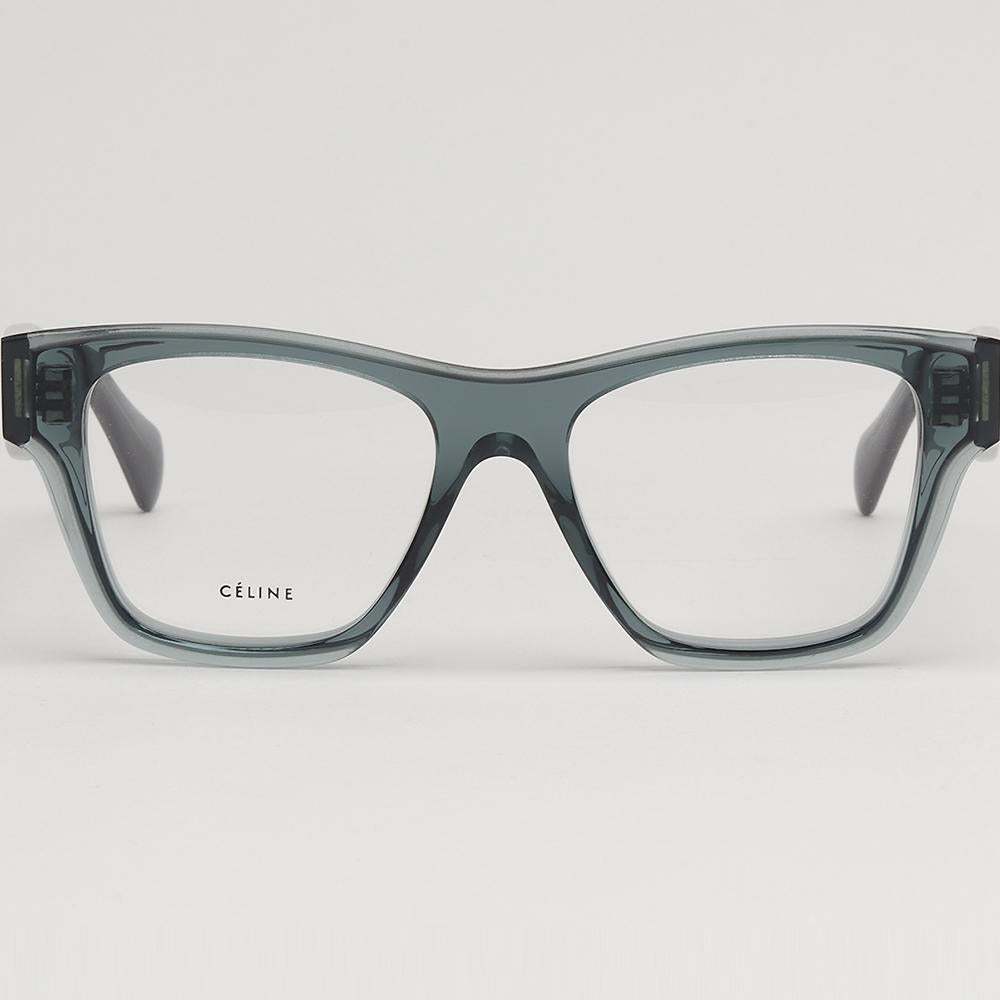 CELINE Deep Green Transparent Square Acetate Eyeglass Frames Unisex CL50014I 098