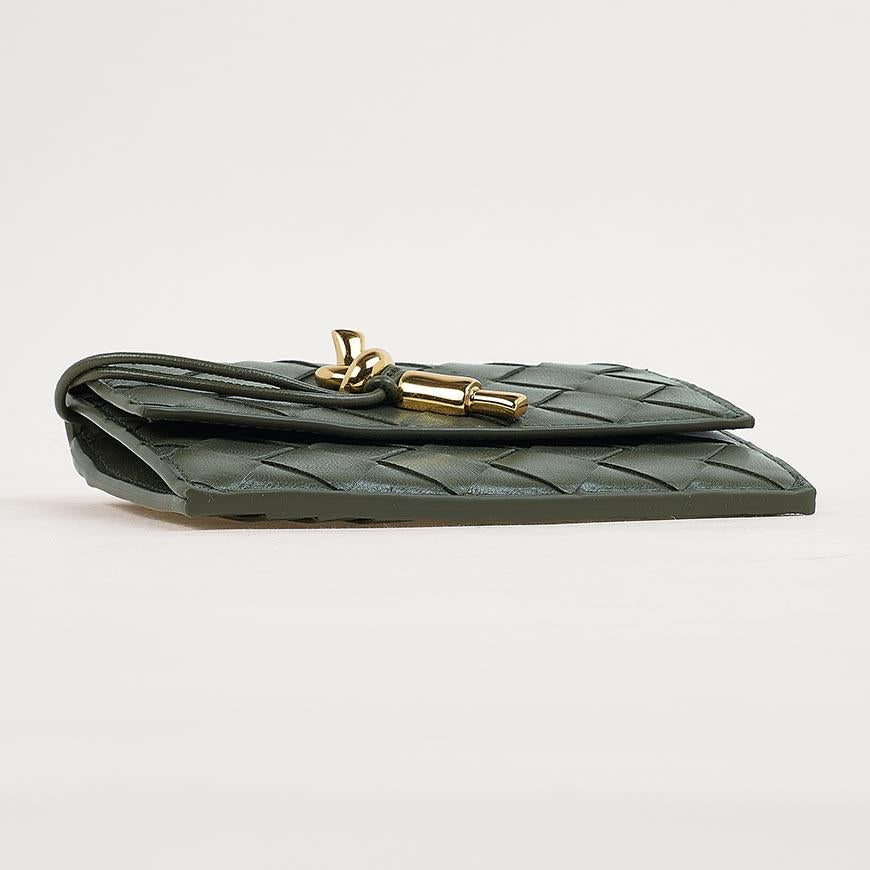 Bottega Veneta Andiamo Zip Card Holder Green Leather Women’s
