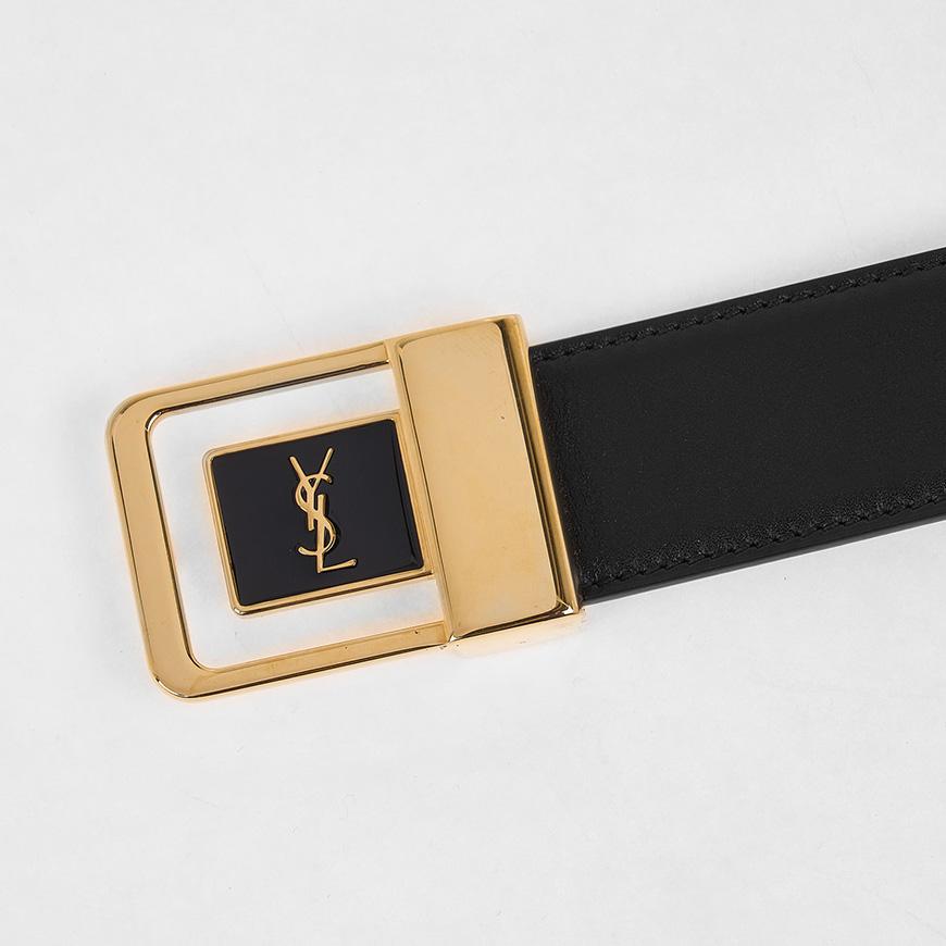 Saint Laurent LA 66 Buckle Leather Belt Black Women’s