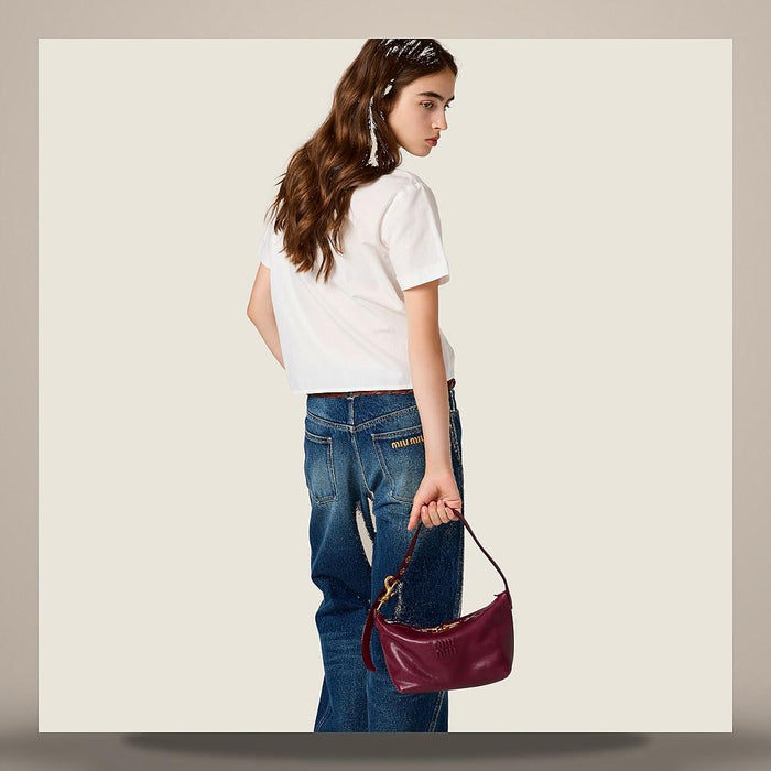Miu Miu Spirit Nappa Leather Shoulder Bag Black