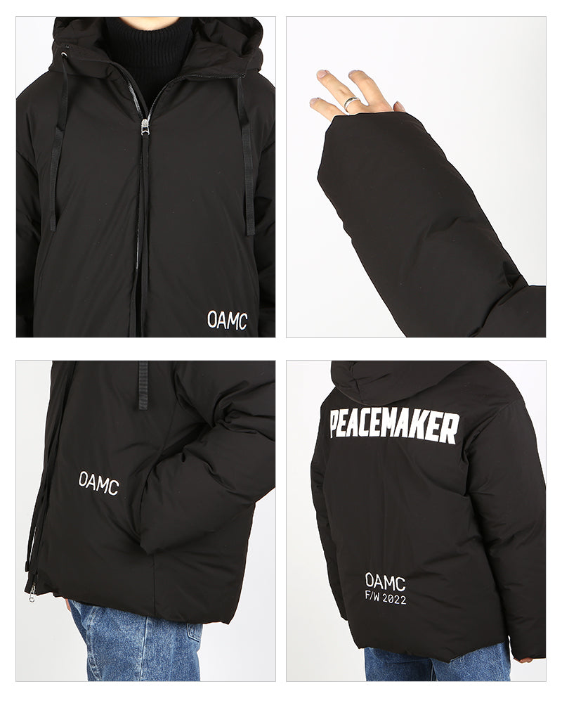 OAMC Men's Logo Print Hooded Puffer Jacket 28OAU63 TESBA032 001
