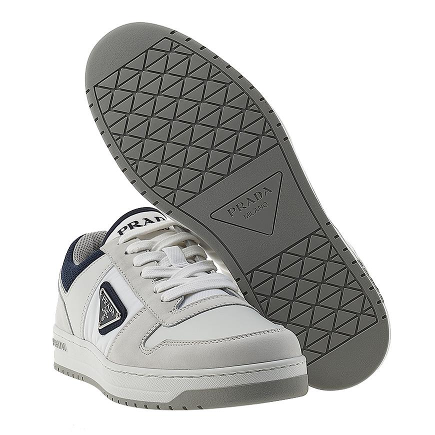 PRADA Men’s Downtown Low-Top Sneakers White Leather