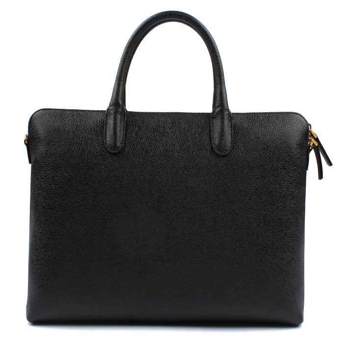 THOM BROWNE Pebble Grain Leather Two-Way Briefcase Black