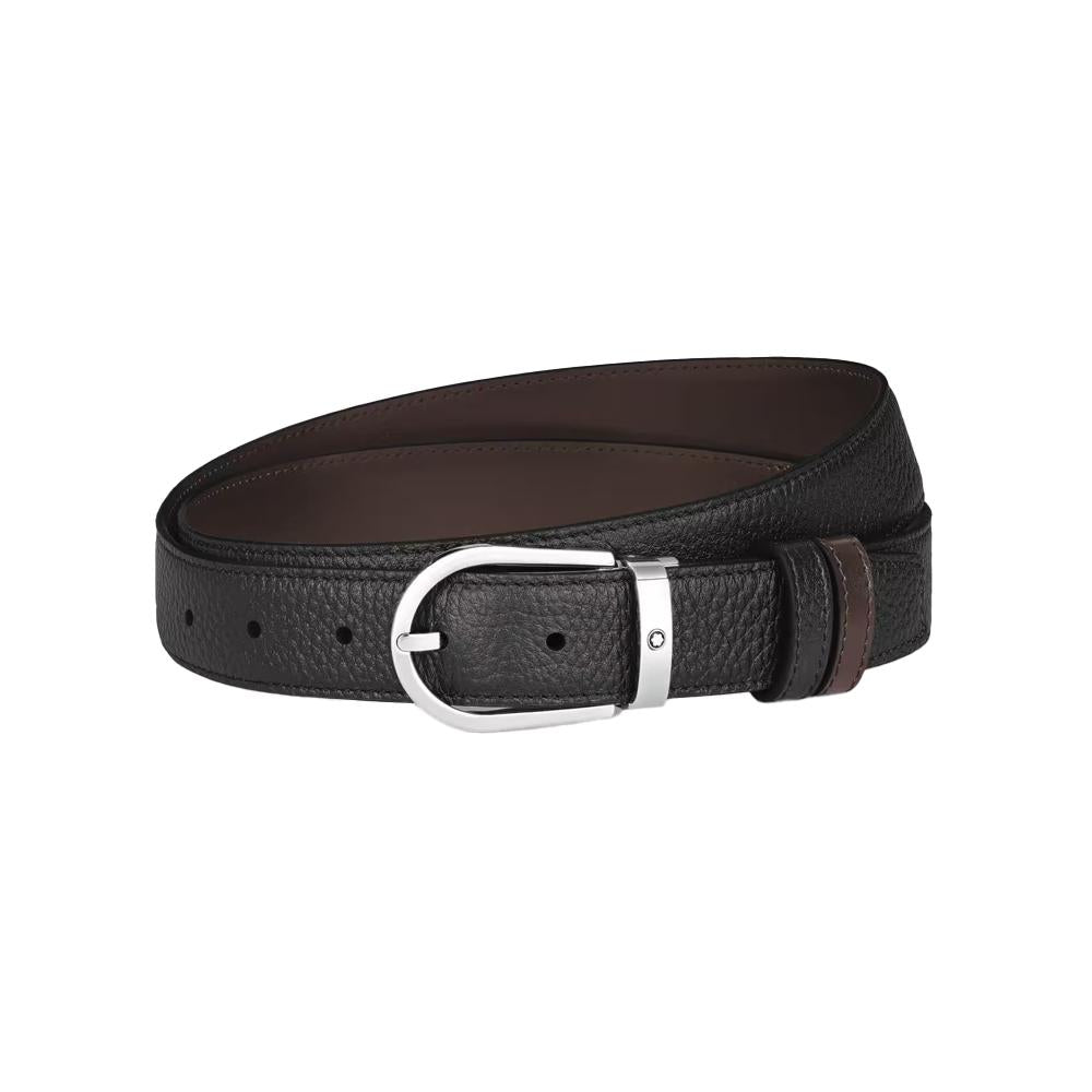 Montblanc Grain Black Brown Reversible Leather Belt 222151