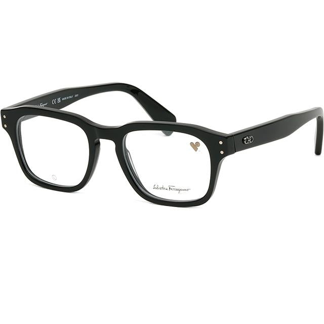 Ferragamo Black Square Acetate Eyeglass Frames Unisex SF2958 001