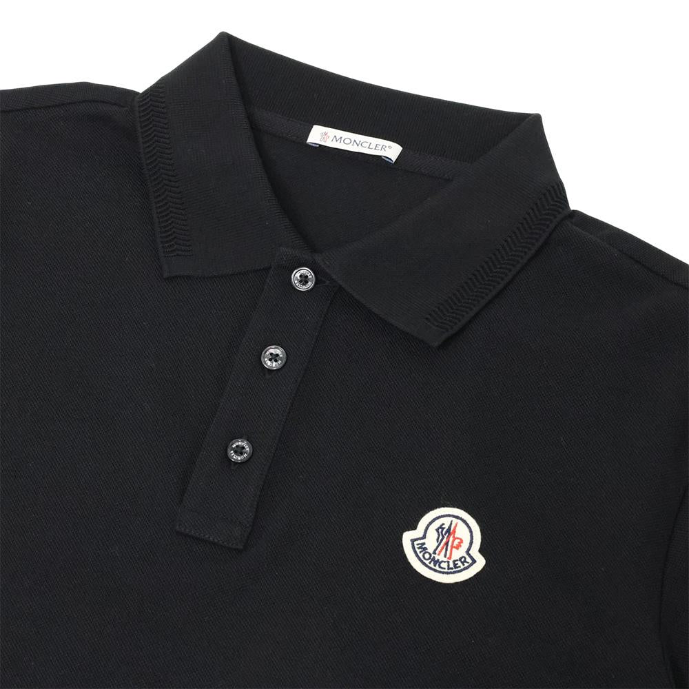 Moncler Logo Patch Short Sleeve Polo Shirt for Men Black