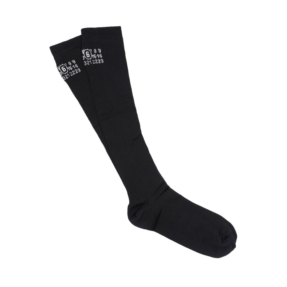 Maison Margiela MM6 Numbering Logo Over-the-Knee Socks Black Women