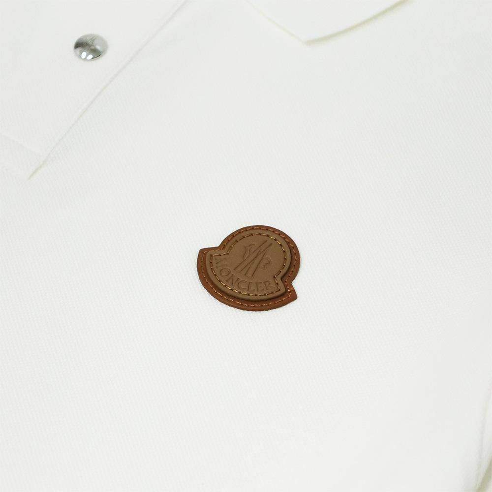 Moncler Logo Short Sleeve Polo Shirt for Men White Cotton