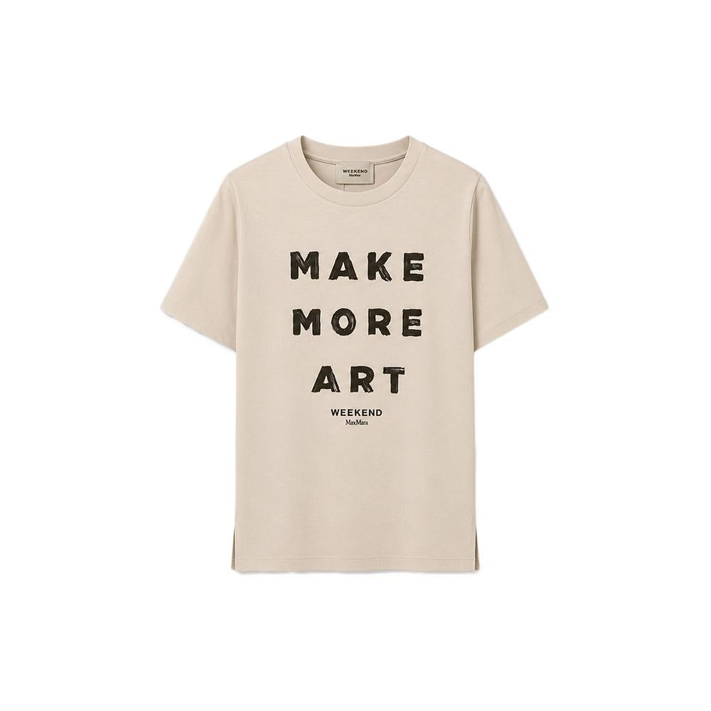 Max Mara Painting Print Short Sleeve T-Shirt Natural 262597 6041 007