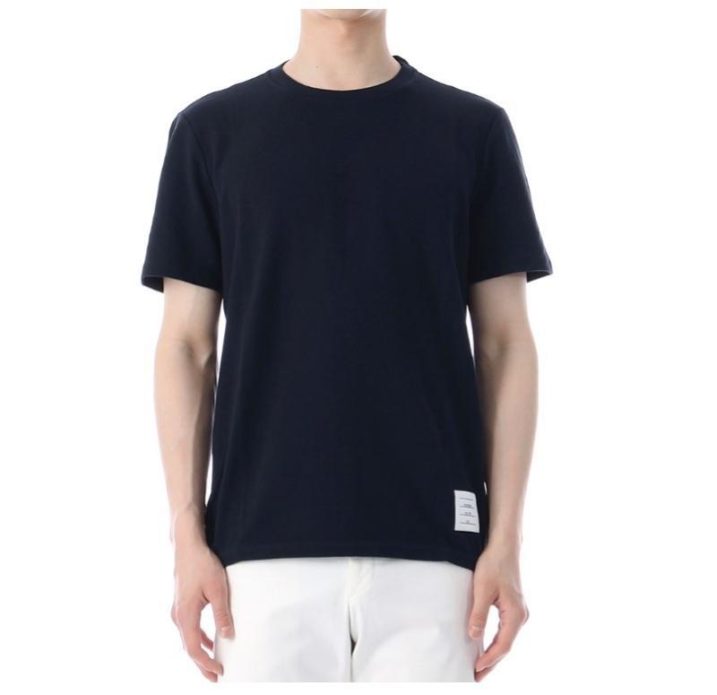 THOM BROWNE Relaxed Fit Navy Center Back Stripe Short Sleeve T-Shirt