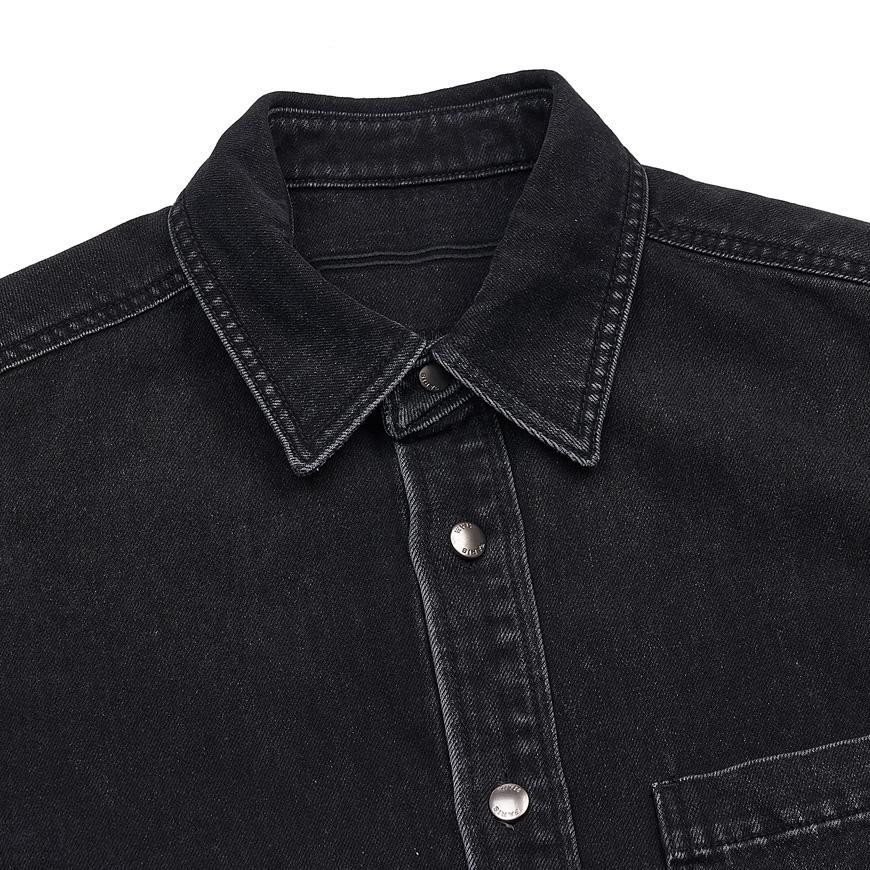 WOOYOUNGMI Men’s Denim Long-Sleeve Shirt Navy