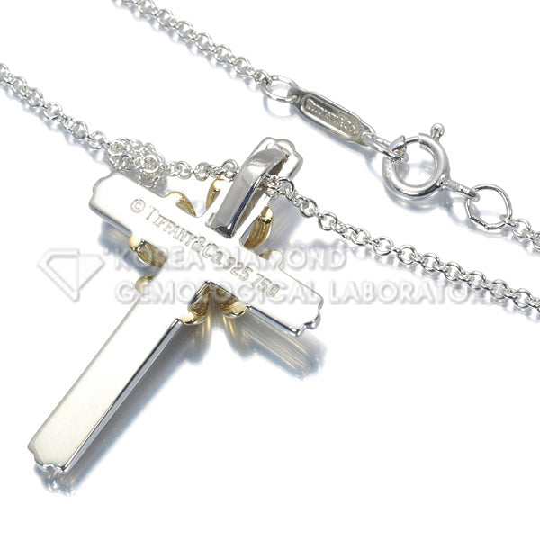 Tiffany & Co 18K Gold Silver Two-Tone Men's Crucifix Necklace 54cm