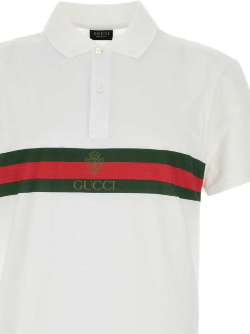 GUCCI Short Sleeve Cotton Polo Shirt White Men