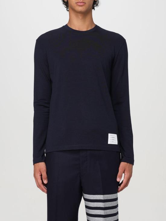 THOM BROWNE Round Neck Knit Sweater for Men MJS218A J0149 415 NAVY DOM