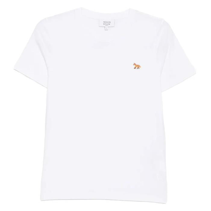Maison Kitsune Baby Fox Patch Short Sleeve T-Shirt White Cotton