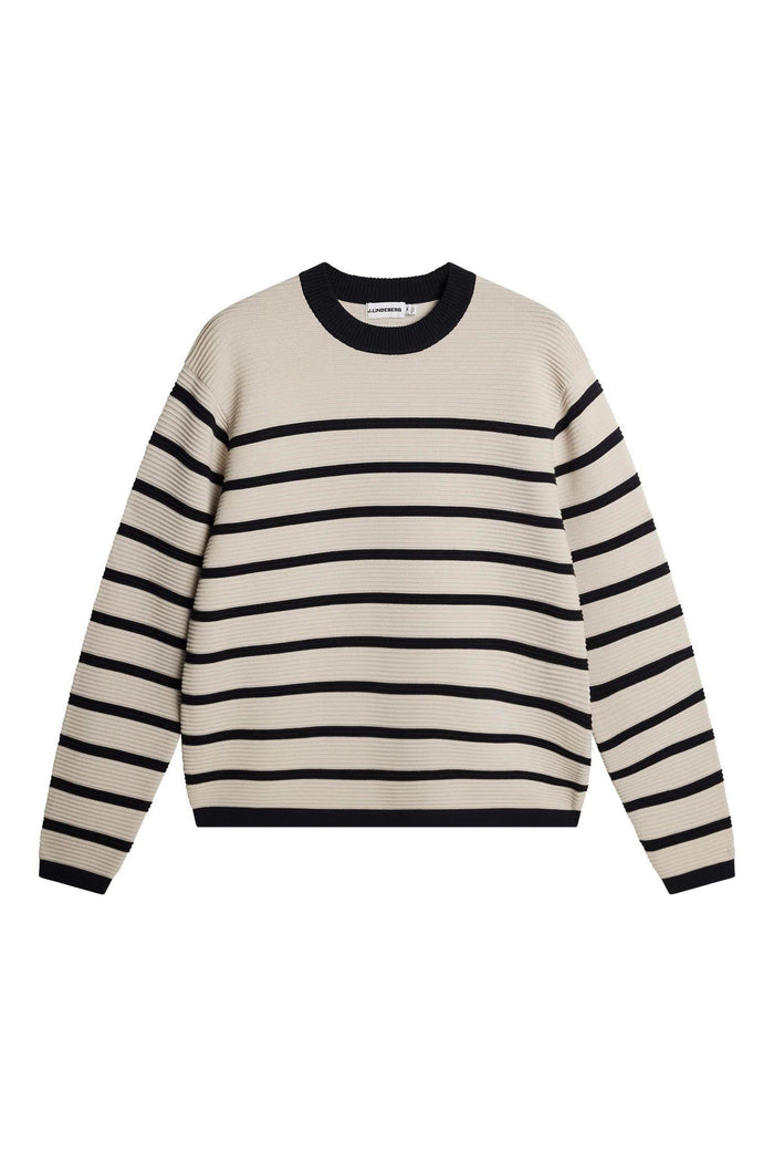 J LINDEBERG Men’s Stripe Crewneck Sweater Beige