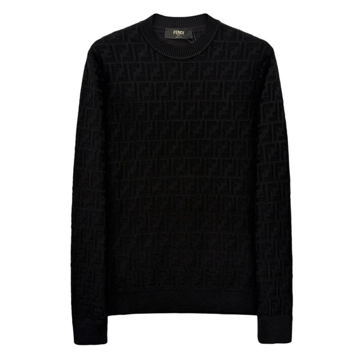 FENDI FF Logo Cotton Crewneck Knit Sweater for Men