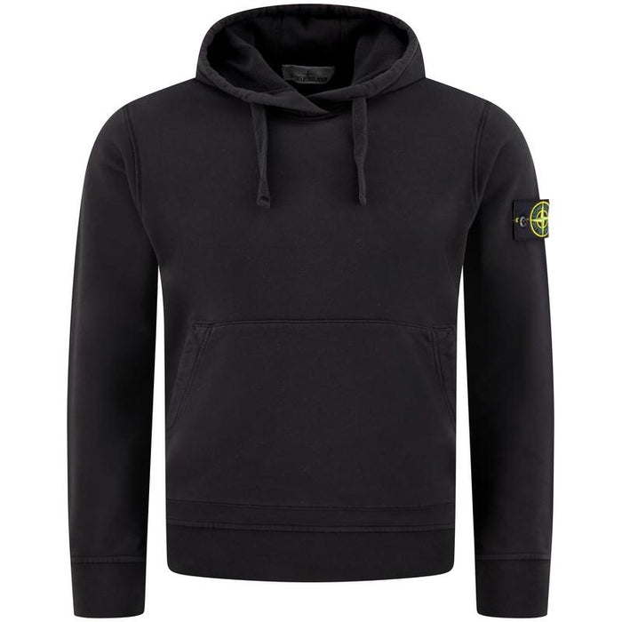 STONE ISLAND Logo Patch Pullover Hoodie Sweatshirt Black Men