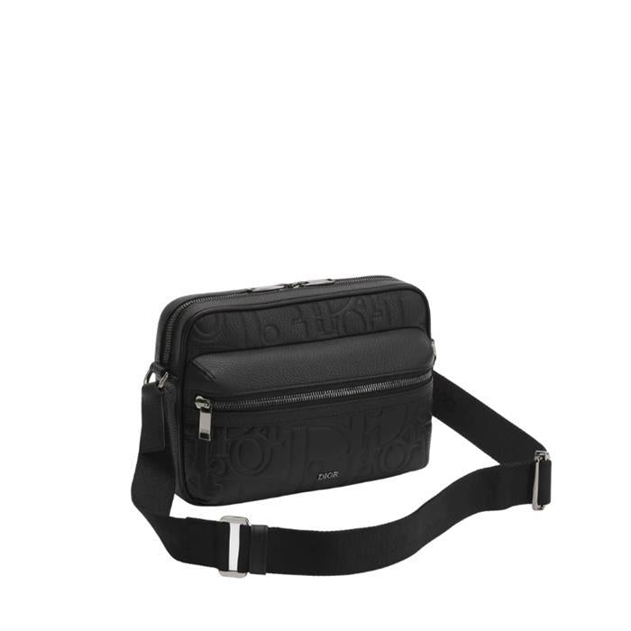 DIOR Rider 20 Leather Zipper Messenger Bag Crossbody Black