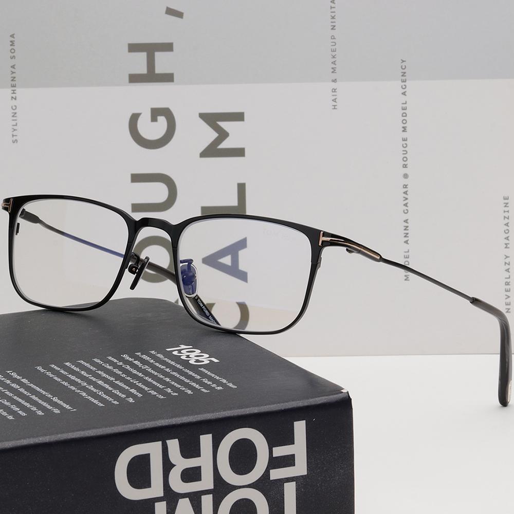 TOM FORD Black Titanium Blue Light Blocking Square Eyeglasses Frame TF5929DB 005