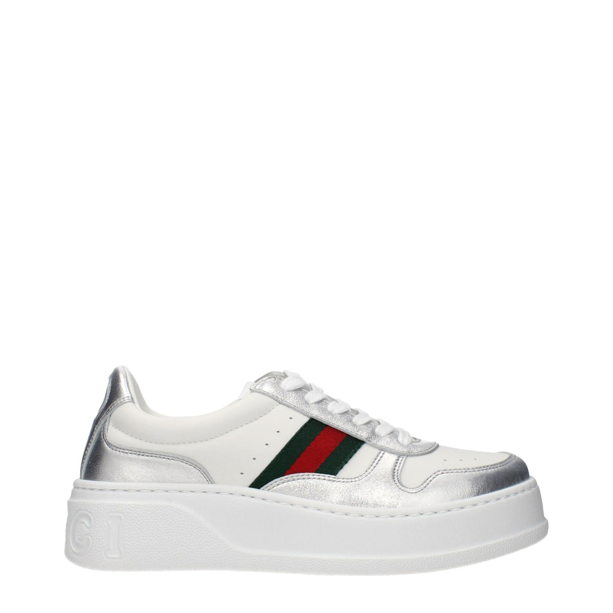GUCCI White Leather Low Top Sneakers