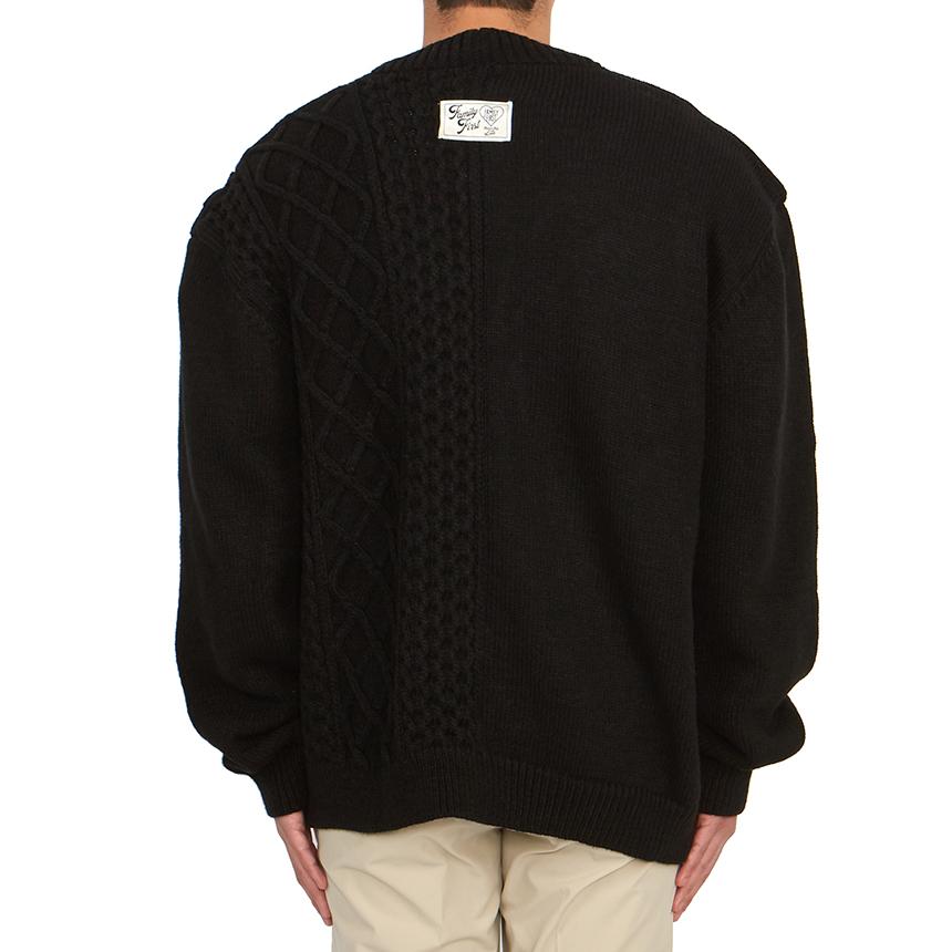 FAMILY FIRST Braid Knit Men’s Cardigan Black