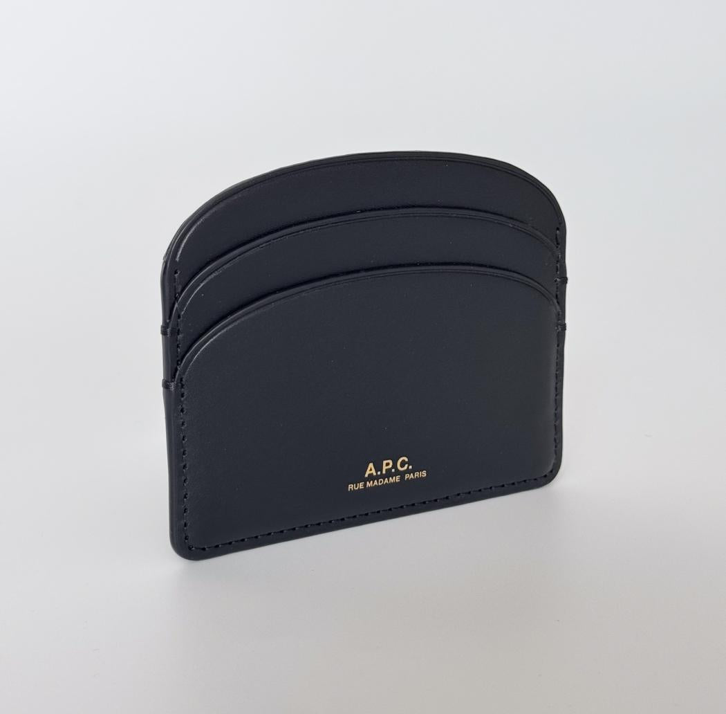 A.P.C. Demi-Lune Half Moon Black Leather Card Holder