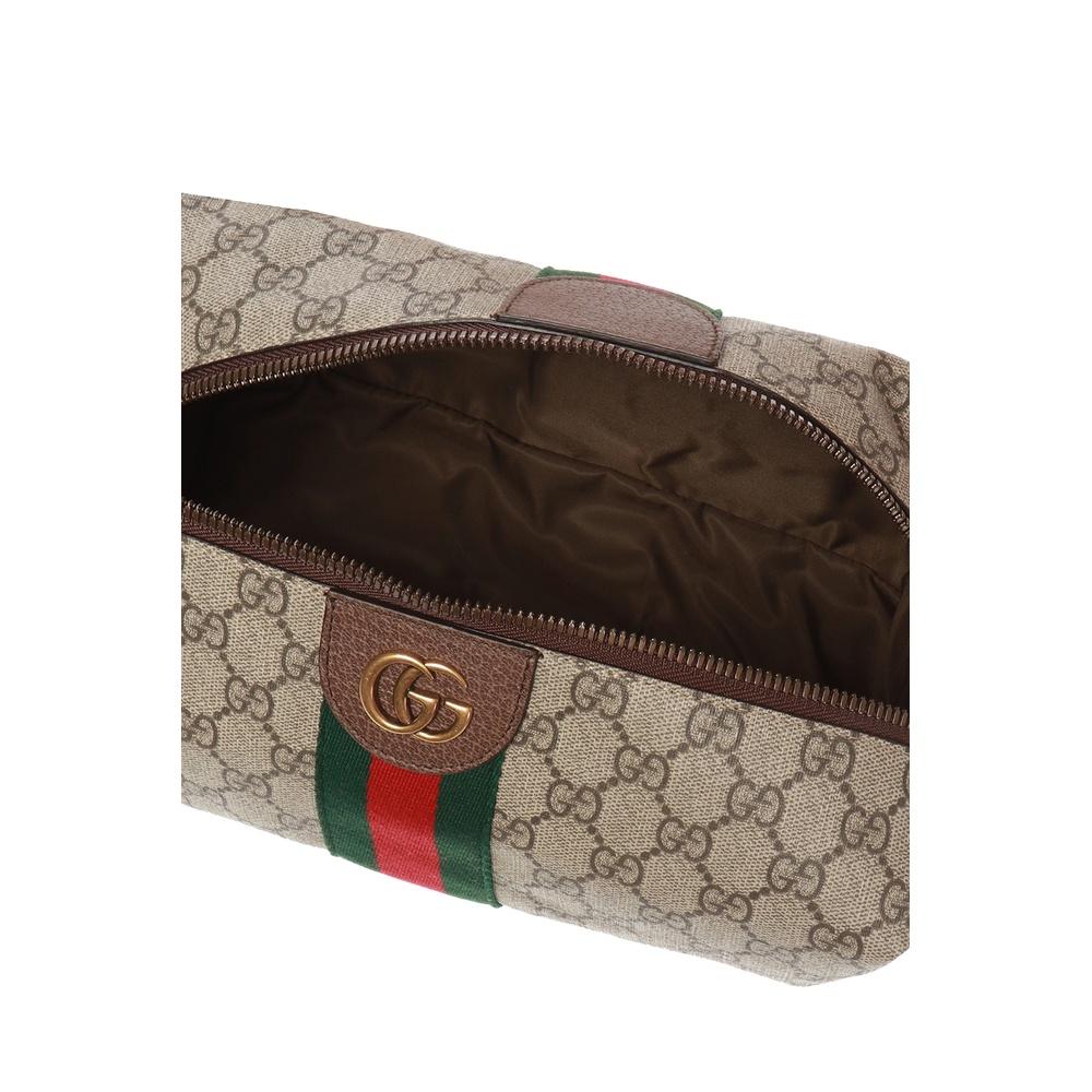 GUCCI Ophidia GG Brown Coated Canvas Zip Pouch Clutch