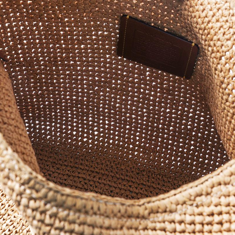 Coach Brooklyn 39 Raffia Shoulder Bag Beige CDU76 B4 NA