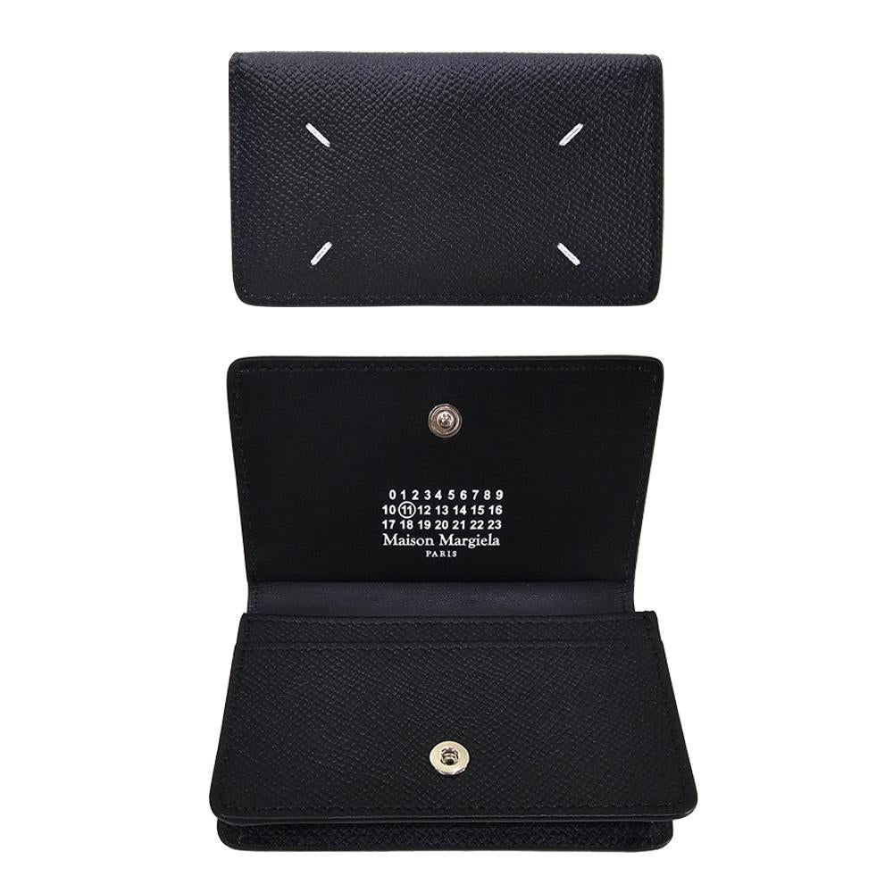 Maison Margiela Black Fold Double Card Holder Wallet