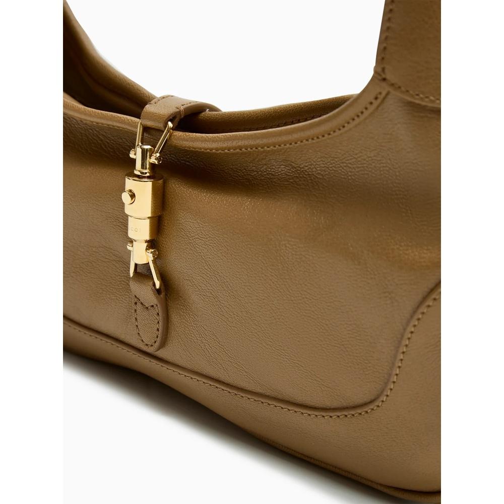 GUCCI Jackie Medium Shoulder Bag Brown Leather