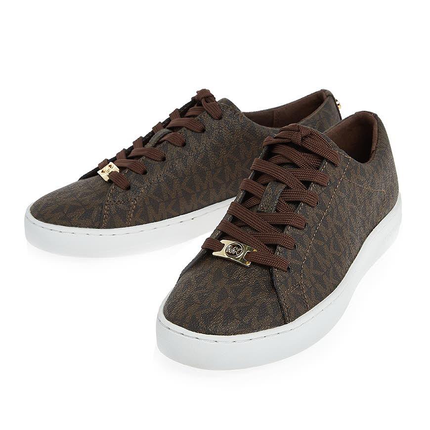Michael Kors Keaton Lace-Up Sneakers Brown Monogram Low-Top Women’s