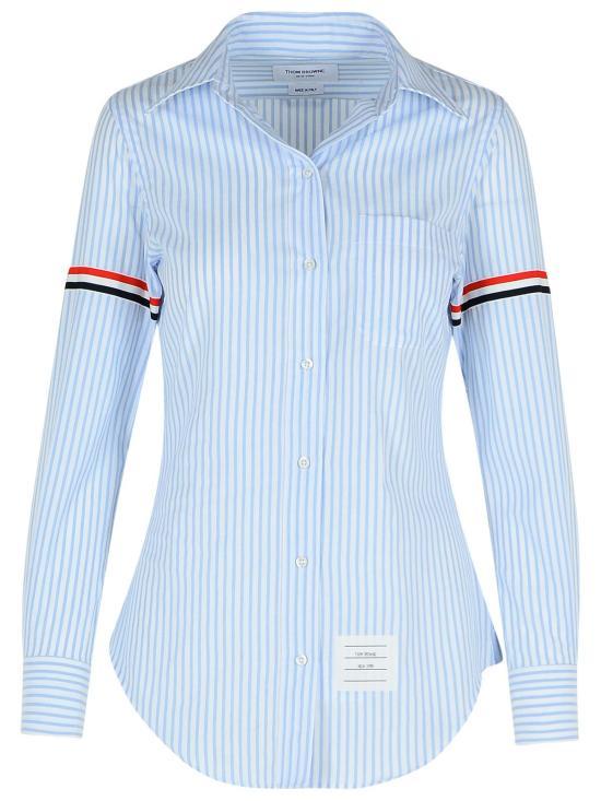 THOM BROWNE Light Blue Cotton Button-Up Shirt for Women