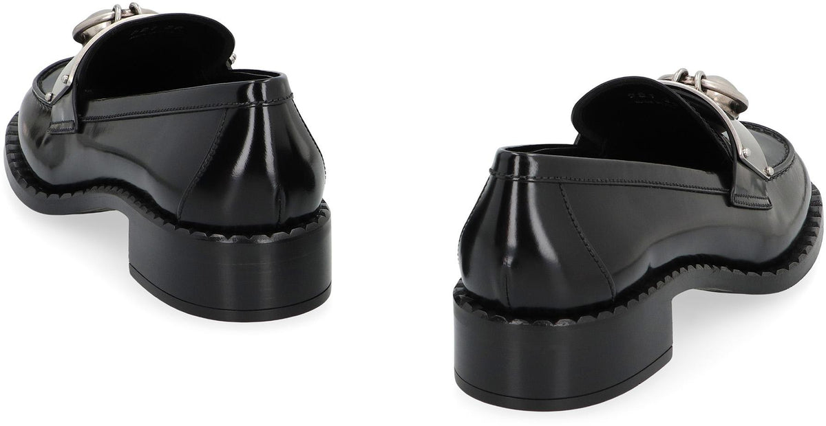PRADA Black Leather Loafers