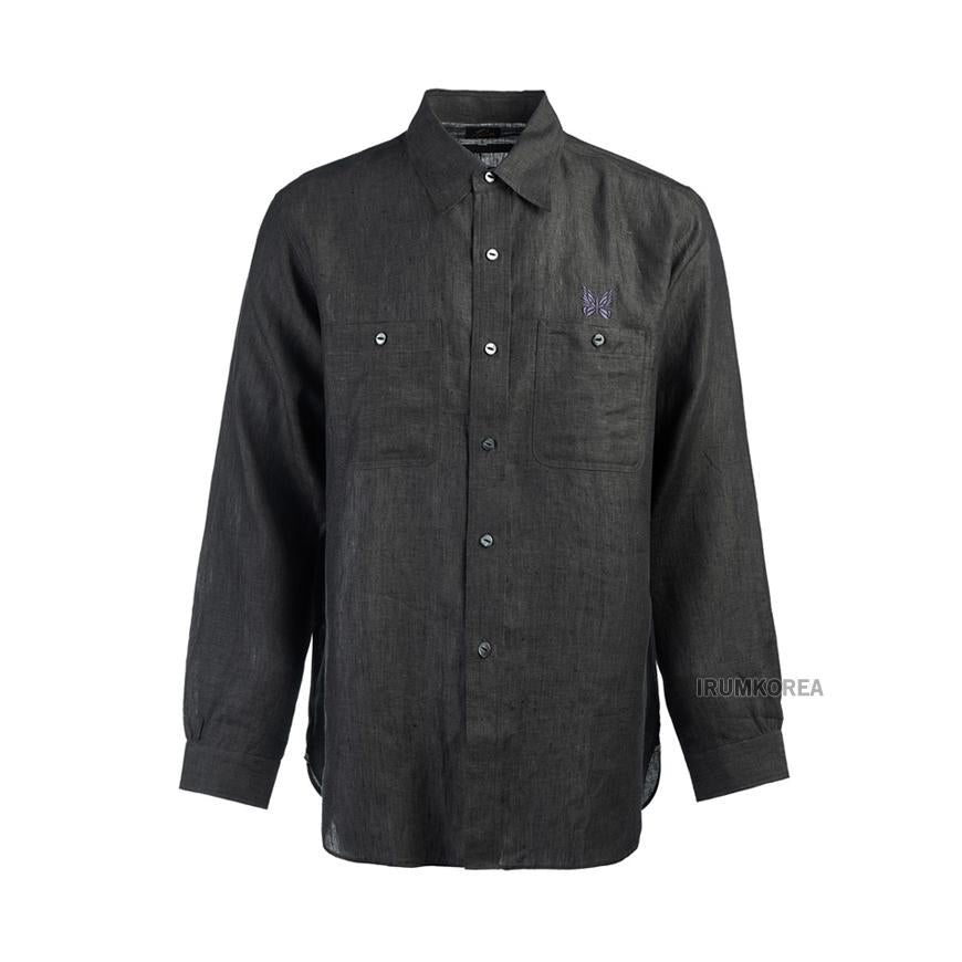 NEEDLES Men’s Chambray Work Long Sleeve Shirt QV291C CHARCOAL